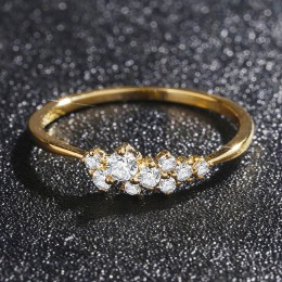 ZHOUYANG pierścień dla kobiet Lady Mini cyrkonia Ring Finger jasny złoty kolor/srebrny kolor biżuteria KCR088