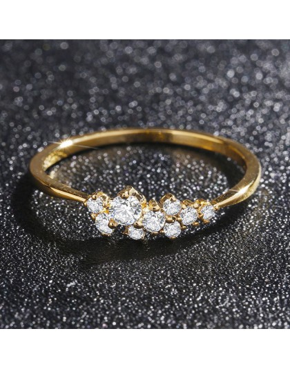 ZHOUYANG pierścień dla kobiet Lady Mini cyrkonia Ring Finger jasny złoty kolor/srebrny kolor biżuteria KCR088