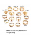 Jeśli Vintage Punk Crystal Knuckle nowy zestaw pierścieni dla kobiet palec geometryczny Opal Midi elegancki pierścionek akcesori