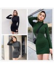 Rapwriter Sexy golf w jednolitym kolorze Skinny Mini sukienka kobiety 2018 jesień zima utrzymać ciepło z długim rękawem smukła s