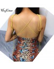 Hugcitar wzór w cętki backless sexy bodycon mini sukienka 2019 lato kobiety moda głęboki dekolt slip imprezowy streetwear ubrani