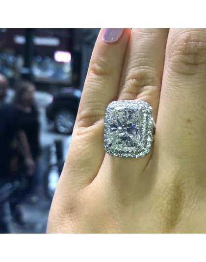 Big Bling cyrkon kamienne pierścienie dla kobiet zaręczyny ślub 925 srebro kolorowe pierścienie 2019 nowy
