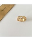 Szykowne złote poszycie w kształcie łańcucha pierścień 7MM szerokości 17MM średnica pierścienia dla UNISEX