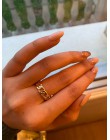 Szykowne złote poszycie w kształcie łańcucha pierścień 7MM szerokości 17MM średnica pierścienia dla UNISEX