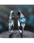 2019 nowy kryształ projektant 925 srebrny pierścień 2 sztuk/zestaw 2 w 1 AAA cyrkon Party rocznica Vintage Rings dla kobiet biżu