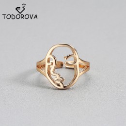 Todorova Vintage ludzka twarz pierścień dla chłopców obrączka pierścionek zaręczynowy kobieta Bague Femme Punk Rock mężczyzn biż