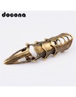 Docona Punk rycerz czaszka pierścień na dwa palce Knuckle armor pierścień na cały palec Gothic Punk srebrzyste pierścienie duchó