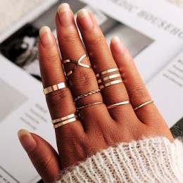 VKME Vintage Twist Gold Sliver zestaw pierścieni Lady okrągły pierścień kobiet Knuckle moda biżuteria ślubna akcesoria