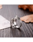 2019 Bijoux moda prawdziwe 925 srebro pierścionki z piór dla kobiet Boho regulowany S925 antyczne pierścienie Anillos joyas de p