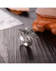 2019 Bijoux moda prawdziwe 925 srebro pierścionki z piór dla kobiet Boho regulowany S925 antyczne pierścienie Anillos joyas de p