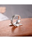 2019 Bijoux moda prawdziwe 925 srebro pierścionki z piór dla kobiet Boho regulowany S925 antyczne pierścienie Anillos joyas de p