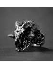 Unikalny Punk Gothic Satanic Demon Sorath pierścień czaszka mężczyźni 316L ze stali nierdzewnej w stylu motocyklowym pierścień B