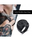 Neptune's Trident medalion sygnet Rings dla mężczyzn stal nierdzewna czarny posejdon astrologia Band biżuteria męska