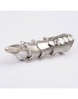 Docona Punk rycerz czaszka pierścień na dwa palce Knuckle armor pierścień na cały palec Gothic Punk srebrzyste pierścienie duchó