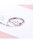 Miłość serce cyrkon regulowany pierścień ze stopu miedzi srebrzenie z możliwością zmiany rozmiaru pierścienie moda Trendy kobiet