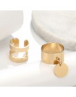 RscvonM 2 sztuk/partia złote boho kolor zestaw pierścieni dla kobiet drążą okrągłe monety Knuckle Midi Finger pierścionki biżute