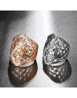 Darmowa wysyłka moda Hollow duży pierścień dla kobiet złoty kolor elegancka biżuteria w stylu Vintage ślub kryształ prezent Hot