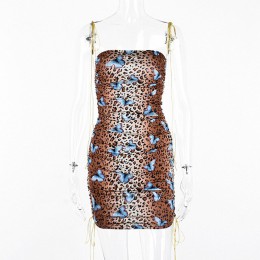 Hugcitar wzór w cętki backless sexy bodycon mini sukienka 2019 lato kobiety moda głęboki dekolt slip imprezowy streetwear ubrani