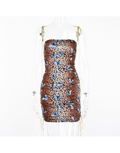 Hugcitar wzór w cętki backless sexy bodycon mini sukienka 2019 lato kobiety moda głęboki dekolt slip imprezowy streetwear ubrani