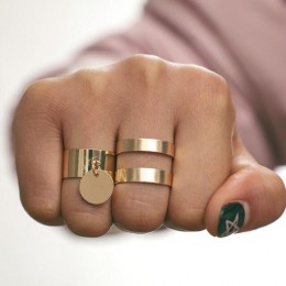 RscvonM 2 sztuk/partia złote boho kolor zestaw pierścieni dla kobiet drążą okrągłe monety Knuckle Midi Finger pierścionki biżute