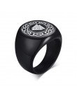 Neptune's Trident medalion sygnet Rings dla mężczyzn stal nierdzewna czarny posejdon astrologia Band biżuteria męska