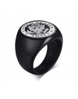 Neptune's Trident medalion sygnet Rings dla mężczyzn stal nierdzewna czarny posejdon astrologia Band biżuteria męska