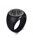 Neptune's Trident medalion sygnet Rings dla mężczyzn stal nierdzewna czarny posejdon astrologia Band biżuteria męska