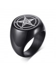 Neptune's Trident medalion sygnet Rings dla mężczyzn stal nierdzewna czarny posejdon astrologia Band biżuteria męska