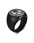 Neptune's Trident medalion sygnet Rings dla mężczyzn stal nierdzewna czarny posejdon astrologia Band biżuteria męska