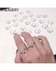 ANENJERY Dainty Micro cyrkon A-Z inicjały pierścionki dla kobiet 925 srebro nazwa pierścionki regulowany S-R400