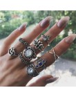 Docona Boho biżuteria na palce korona geometryczne Rhinestone liść kobiety zestawy pierścionków Hollow układanie pierścieni Vint