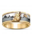 FDLK 2020 gorąca sprzedaż Two Tone złoto i srebro Call of the Wild Viking Wolf Ring moda męska biżuteria zespołu