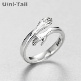 Uini-tail hot new 925 sterling silver europejska i amerykańska biżuteria miłość przytulić pierścień moda retro fala przepływu ot
