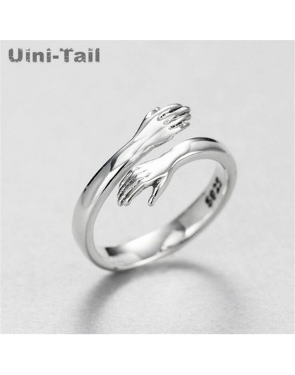 Uini-tail hot new 925 sterling silver europejska i amerykańska biżuteria miłość przytulić pierścień moda retro fala przepływu ot