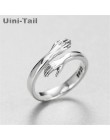 Uini-tail hot new 925 sterling silver europejska i amerykańska biżuteria miłość przytulić pierścień moda retro fala przepływu ot