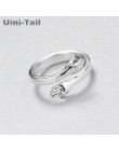Uini-tail hot new 925 sterling silver europejska i amerykańska biżuteria miłość przytulić pierścień moda retro fala przepływu ot