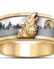 FDLK 2020 gorąca sprzedaż Two Tone złoto i srebro Call of the Wild Viking Wolf Ring moda męska biżuteria zespołu