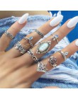 Bague Femme Vintage pierścionki dla kobiet boho geometryczne kwiatki kryształowe Knuckle zestaw pierścieni czeski Midi biżuteria
