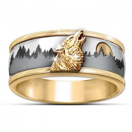 FDLK 2020 gorąca sprzedaż Two Tone złoto i srebro Call of the Wild Viking Wolf Ring moda męska biżuteria zespołu