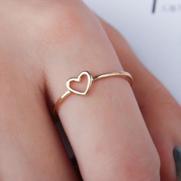 Minimalistyczny złoty srebrny cienki metal hollow heart love charm rozmiar 6 7 8 9 10 pierścienie dla kobiet prezent dla niej wi