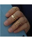6 sztuk/zestawów Vintage ręcznie Knuckle zestaw pierścieni dla kobiet złoty kolor Metal wiosna kształt hiperbola styl moda biżut