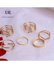 6 sztuk/zestawów Vintage ręcznie Knuckle zestaw pierścieni dla kobiet złoty kolor Metal wiosna kształt hiperbola styl moda biżut