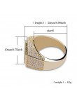 Hip-hopowa moda męska pierścionki miedziane złote kolor srebrny pierścień Iced Out Bling Pave cyrkonia geometria pierścień Charm