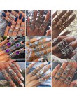 Vintage fioletowy kryształ Knuckle pierścienie dla kobiet artystyczne geometryczne Anel Finger zestaw pierścieni boho imprezowe 