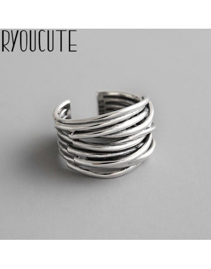Bijoux 2020 prosty styl 925 Sterling Silver wielowarstwowe pierścienie linii dla kobiet prezenty duże łańcuchy pierścienie