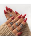 Docona Boho biżuteria na palce korona geometryczne Rhinestone liść kobiety zestawy pierścionków Hollow układanie pierścieni Vint
