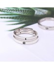1PC minimalistyczny srebro kolor Sun Moon otwarty pierścień dla kobiet mężczyzn miłośników unikalna rzeźba Crescent obrączki ślu