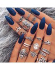 Vintage fioletowy kryształ Knuckle pierścienie dla kobiet artystyczne geometryczne Anel Finger zestaw pierścieni boho imprezowe 