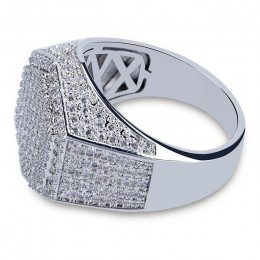 Hip-hopowa moda męska pierścionki miedziane złote kolor srebrny pierścień Iced Out Bling Pave cyrkonia geometria pierścień Charm