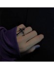 Moda w stylu Vintage czarny wielki krzyż otwarty pierścień dla kobiet mężczyzn Egirl Party biżuteria punkowa Trendy Gothic kolor